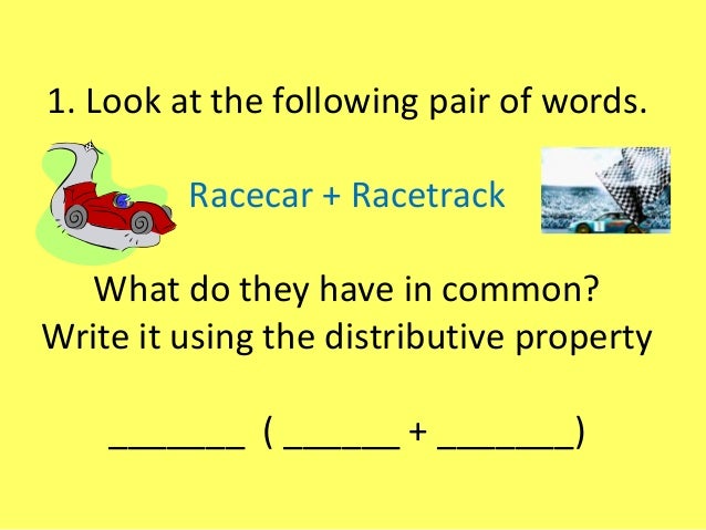 distributive property examples with words