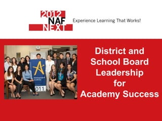 District and
  School Board
   Leadership
        for
Academy Success
 