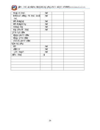 g]kfn ;/sf/, u[x dGqfno, b}=k|=-ljkb_ Joj:yfkg zfvf, l;+xb/jf/, sf7df08f}   (WWW.DRRGON.GOV.NP)



   hls{g -@) ln6/_                            ;+Vof
   Knfli6ssf aflN6g -!% ln6/, lasf]{          ;+Vof
   ;lxt_
   bfFt dfemg] a|z                           ;+Vof
   bfFt dfemg] d~hg                          ;+Vof
   n'ufwg] ;fa'g                              ;+Vof
   kfgL z'l4s/0f ;fdu|L                       ;+Vof
:jf:Yo tyf cf}iflw
   k|fylgs pkrf/ cf}iflw
   k|hgg :jf:Yo cf}ifwL
   cfsl:ds pkrf/ cf}ifwL
k|jGw Joj:yfkg
   8'Ëf                                      ;+Vof
   uf]bfd 3/                                 ;+Vof
   ;jf/L ;fwgx?                              ;+Vof
z}lIfs ;fdu|L                              ;]6




                                                      26
 