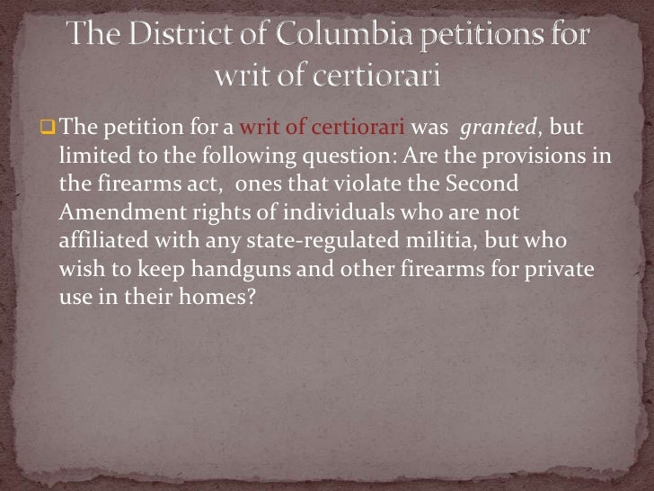 Columbia V Heller Summary 2025