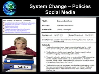 System Change – Policies
Social Media
•
Policies
 