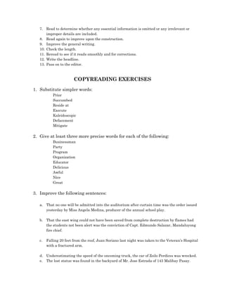 Containment Writing Exercise District workshop in journalism | DOCX