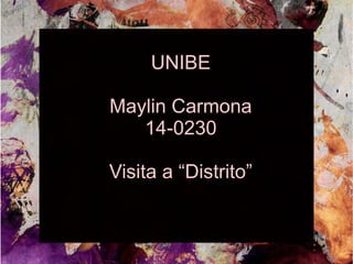 UNIBE
Maylin Carmona
14-0230
Visita a “Distrito”
 