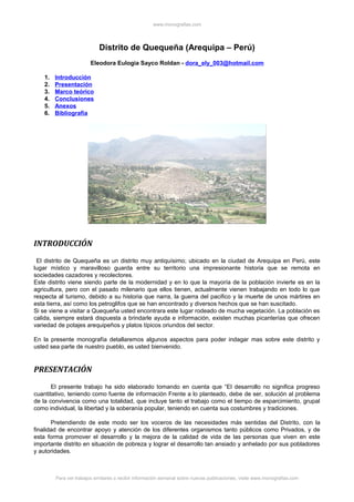 Distrito quequena-arequipa-peru | PDF