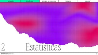 Estatísticas
2
INTRODUÇÃO DESTAQUES DO ECOSSISTEMA CONCLUSÃO
ESTATÍSTICAS TENDÊNCIAS
6
RETROSPECTIVA REPORT 2022
 