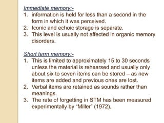 Disturbance of Memory or Disorder of Memory | PPTX