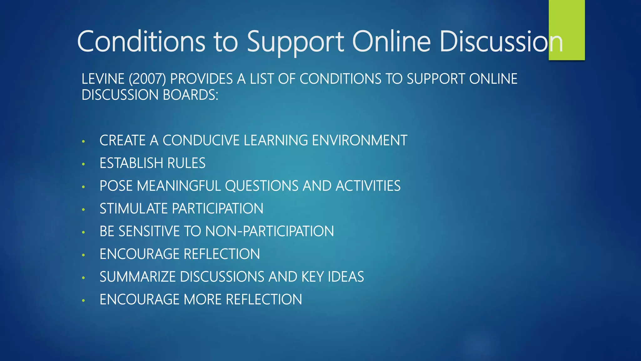Discussion Boards with Online Learning PPT
