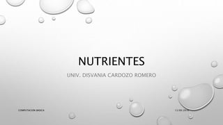 NUTRIENTES
UNIV. DISVANIA CARDOZO ROMERO
13/09/2016COMPUTACION BASICA
 