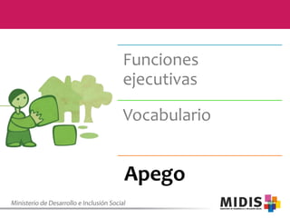 Funciones
ejecutivas

Vocabulario

Apego

 