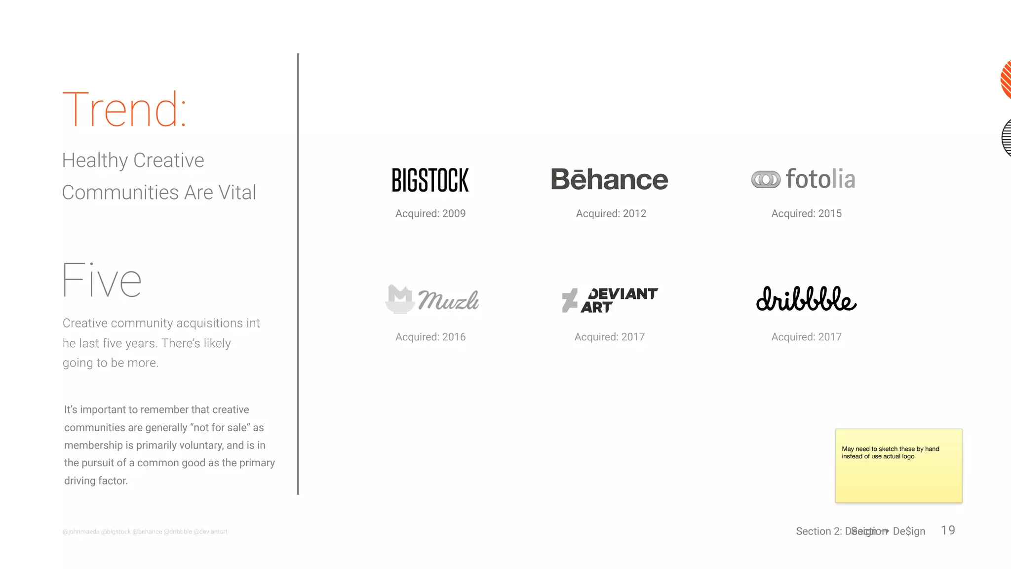 19
FRAMER
2014
@Khoi @goabstract @jbrewer @ﬁgmadesign @zoink @johnmaeda
Trend:
There’s No Clear Winner Yet For
Tools In Computational Design
“It’s the Wild West for managing the ﬁles that designers
generate. Dropbox is the clear winner, though GitHub does
surprisingly well. Overall, it’s clear that not a single design-
speciﬁc solution has taken hold here.“
What is your primary tool for
interface design? (2015)
1. Sketch
2. Photoshop
3. HTML/CSS
What tools do you use for project
management? (2015)
1 Other
2 Slack
3 Trello
A New Generation of Computational Design Tools are Emerging
What is your primary tool for
prototyping? (2015)
1 HTML/CSS
2 Invision
3 Other
2015 Designer Tools Survey
SOURCE FIGMA 
2015
XD
2015
What tools do you use for version
control and file management?(2015)
1 Dropbox
2 Github
3 Google Drive
ABSTRACT
2016
Section 2: Design → De$ign
INVISION
2011
SKETCH
2008
KHOI VINH
 