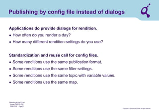 Copyright © Qimonda AG 2006. All rights reserved. 
Qimonda_ghk_rev111.pot 
Krause, QAG PD PDE 
2006-07-03 Page 31 
Algebra of sets for DITA (by G. Krause) 
filename rules 
structure specialization 
and generalization 
information 
typing 
on topic level 
information typing 
within topics 
indexing 
multiple 
reuse 
strategies 
hardware 
domain 
condition 
attributes 
with 
Boolean 
equations 
metadata 
attribute- 
based filtering 
attribute 
speciali- 
zation 
domain specialization 
in general 
map 
elements 
topic structure 
inline elements 
cross 
references 
provides some 
sample domains 
procedure topic 
Config file based 
rendering 
variable definition 
files  