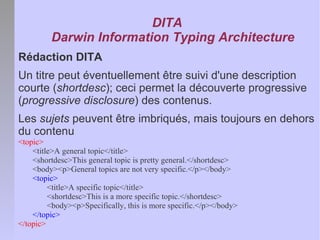 Les concepts fondamentaux de DITA