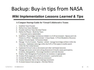 Backup: Buy-in tips from NASA1/17/201125