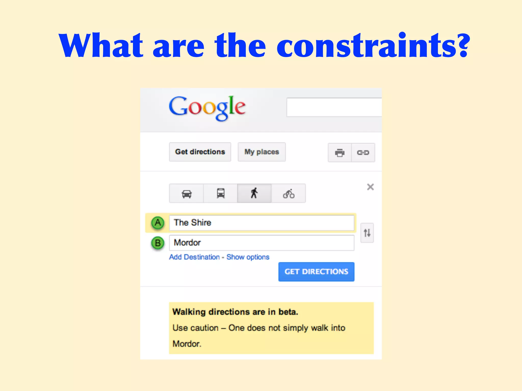 What	
 are	
 the	
 constraints?
 