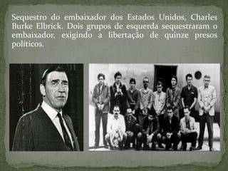 Ernesto Geisel
assumiu a presidência
em 15 de março 1974.
Com Geisel, o Brasil
começou a engatinhar
para o fim da ditadura.
 