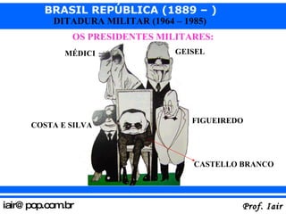 OS PRESIDENTES MILITARES: MÉDICI GEISEL FIGUEIREDO COSTA E SILVA CASTELLO BRANCO 