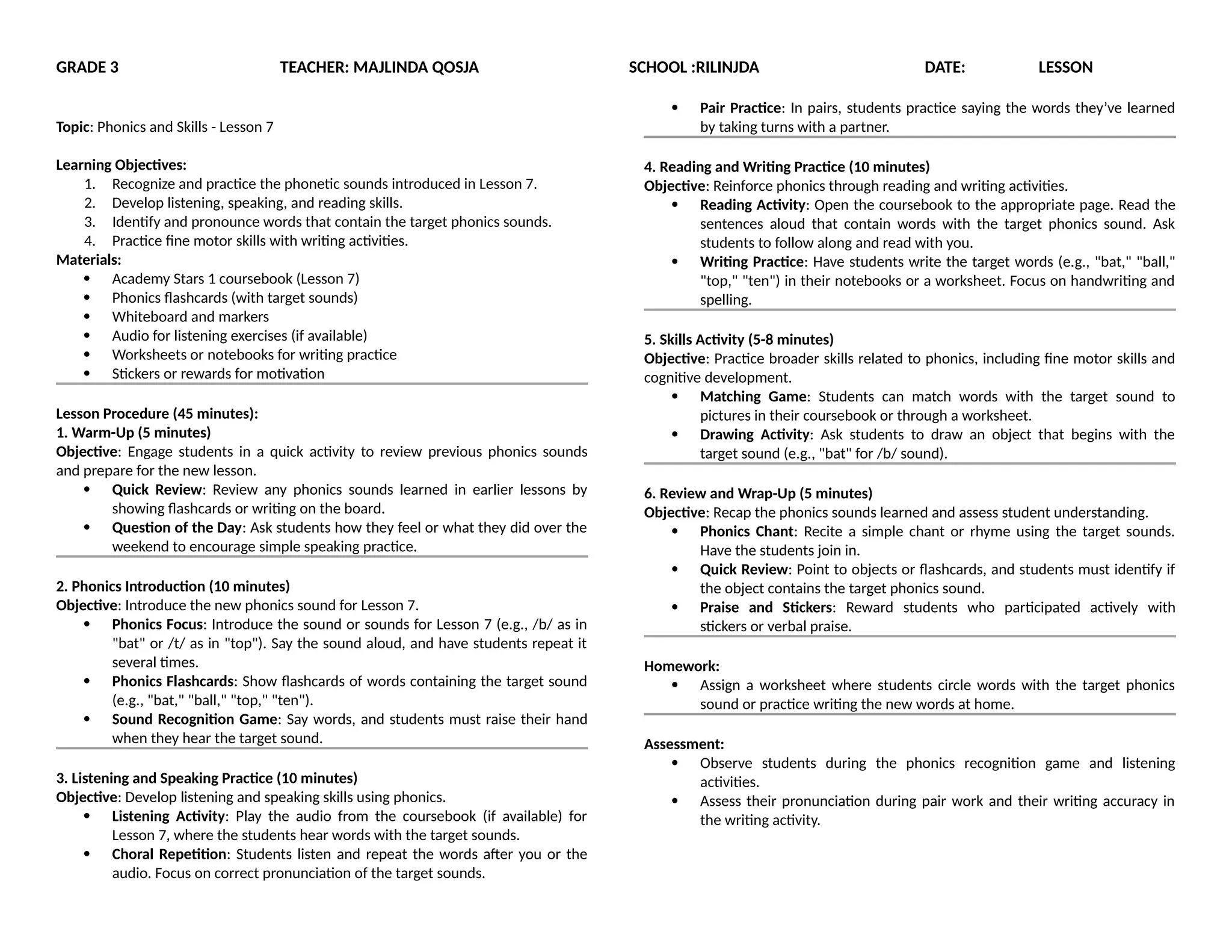 ditaret e klase 3, ENGLISH LESSONS 2024.docx