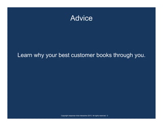 Advice



Learn why your best customer books through you.




               Copyright response mine interactive 2010. All rights reserved. ☺
 