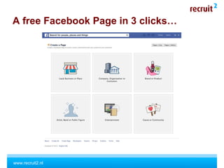 www.recruit2.nl
A free Facebook Page in 3 clicks…
 