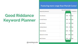 Good Riddance
Keyword Planner
@maddiegoodie
 
