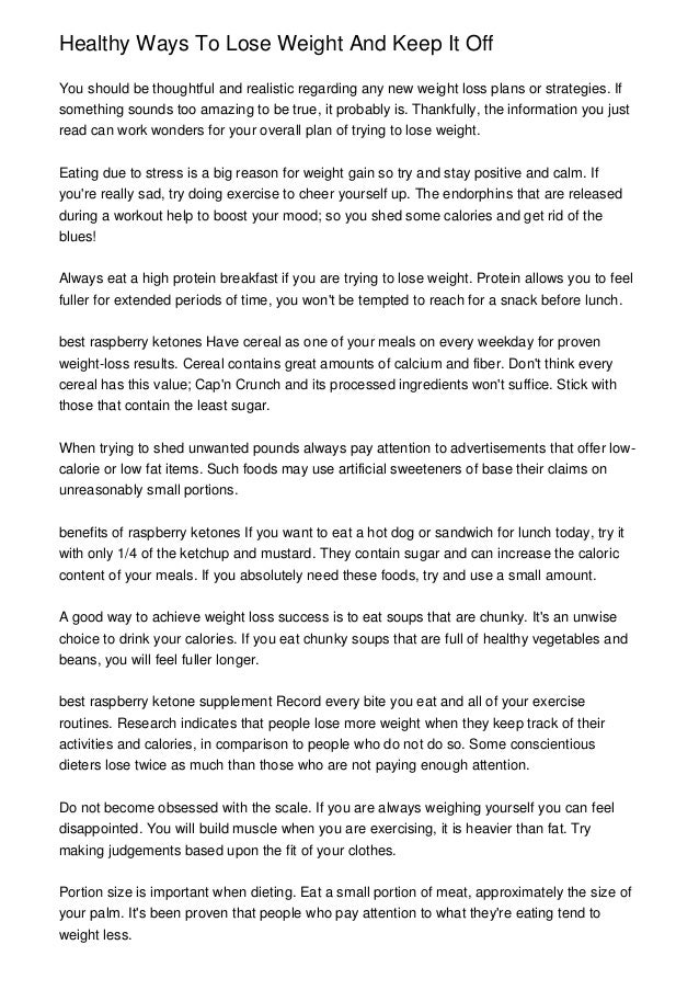 healthy ways to lose weight and keep it off