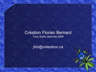 Création Florian Bernard Tous droits réservés 2004 [email_address] 