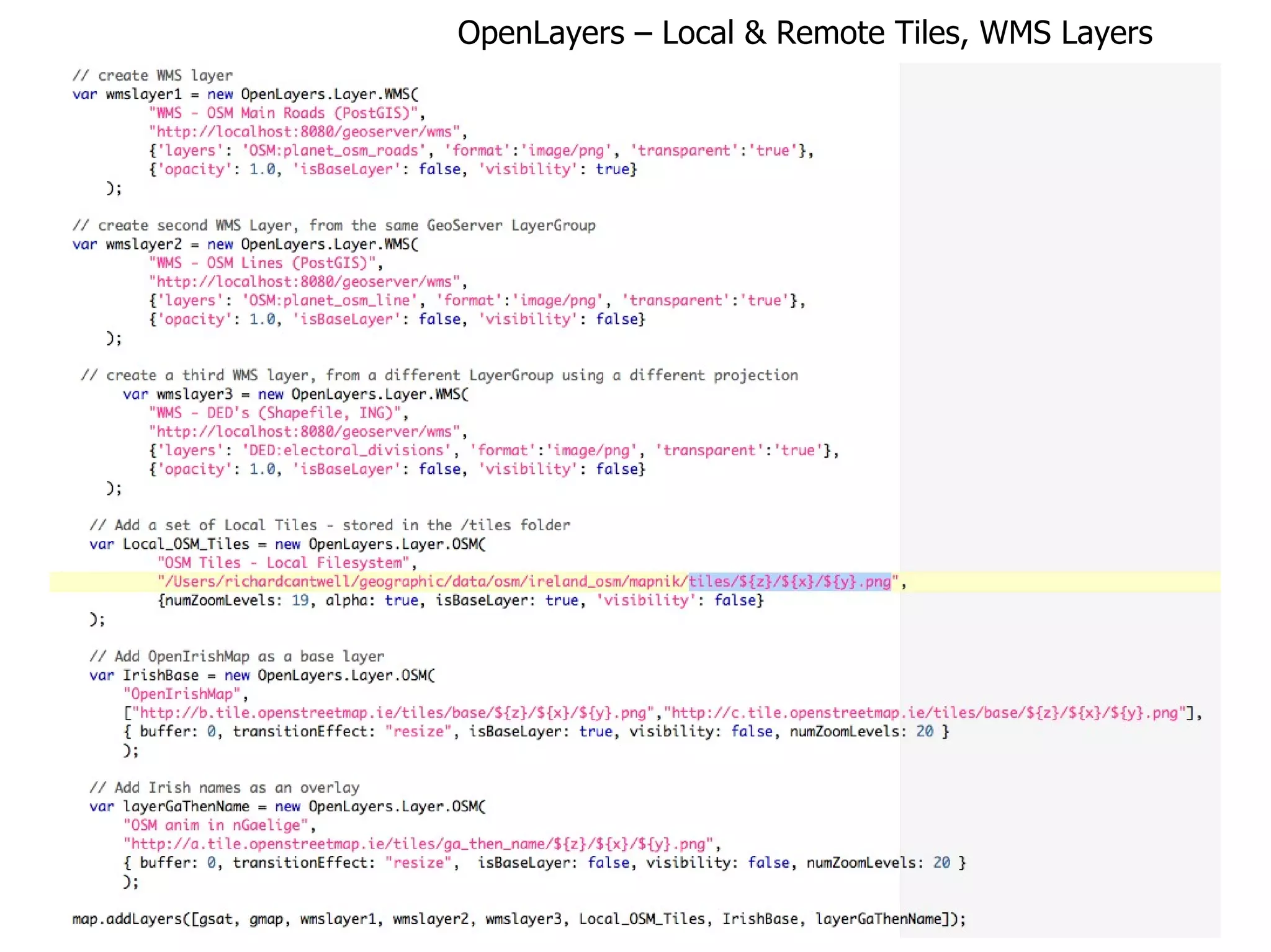 OpenLayers – Local & Remote Tiles, WMS Layers 