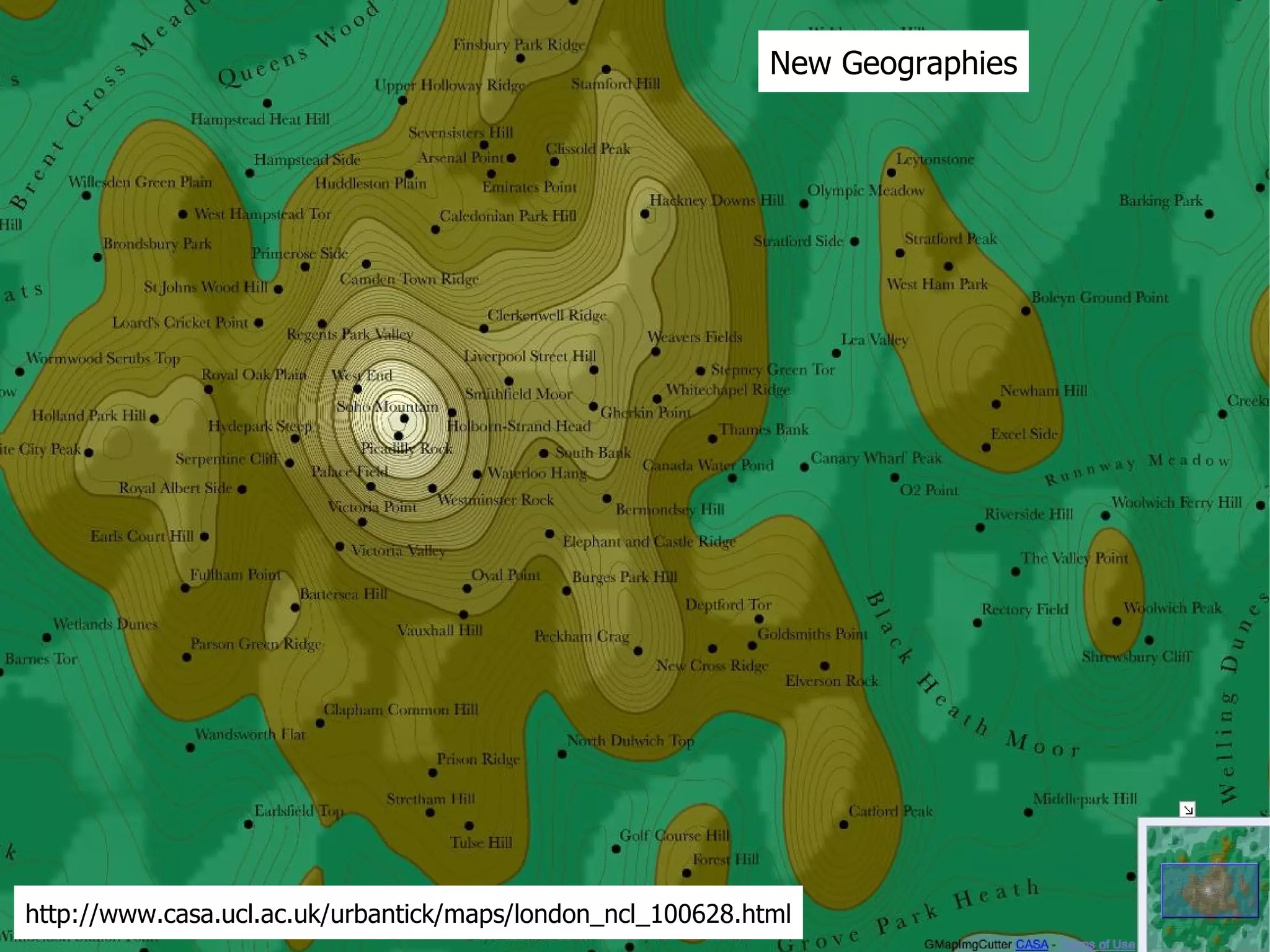 New Geographies http://www.casa.ucl.ac.uk/urbantick/maps/london_ncl_100628.html 