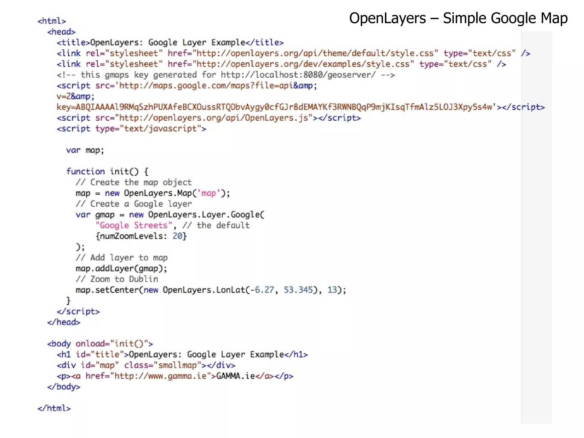 OpenLayers – Simple Google Map 