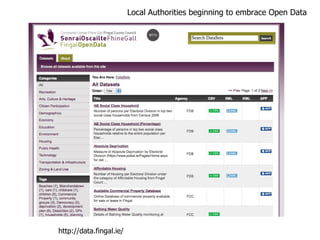Local Authorities beginning to embrace Open Data http://data.fingal.ie/ 