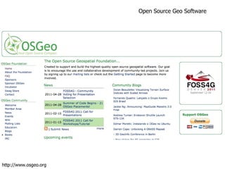 Open Source Geo Software http://www.osgeo.org 