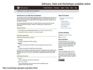 Software, Data and Workshops available online http://workshops.opengeo.org/stack-intro/ 