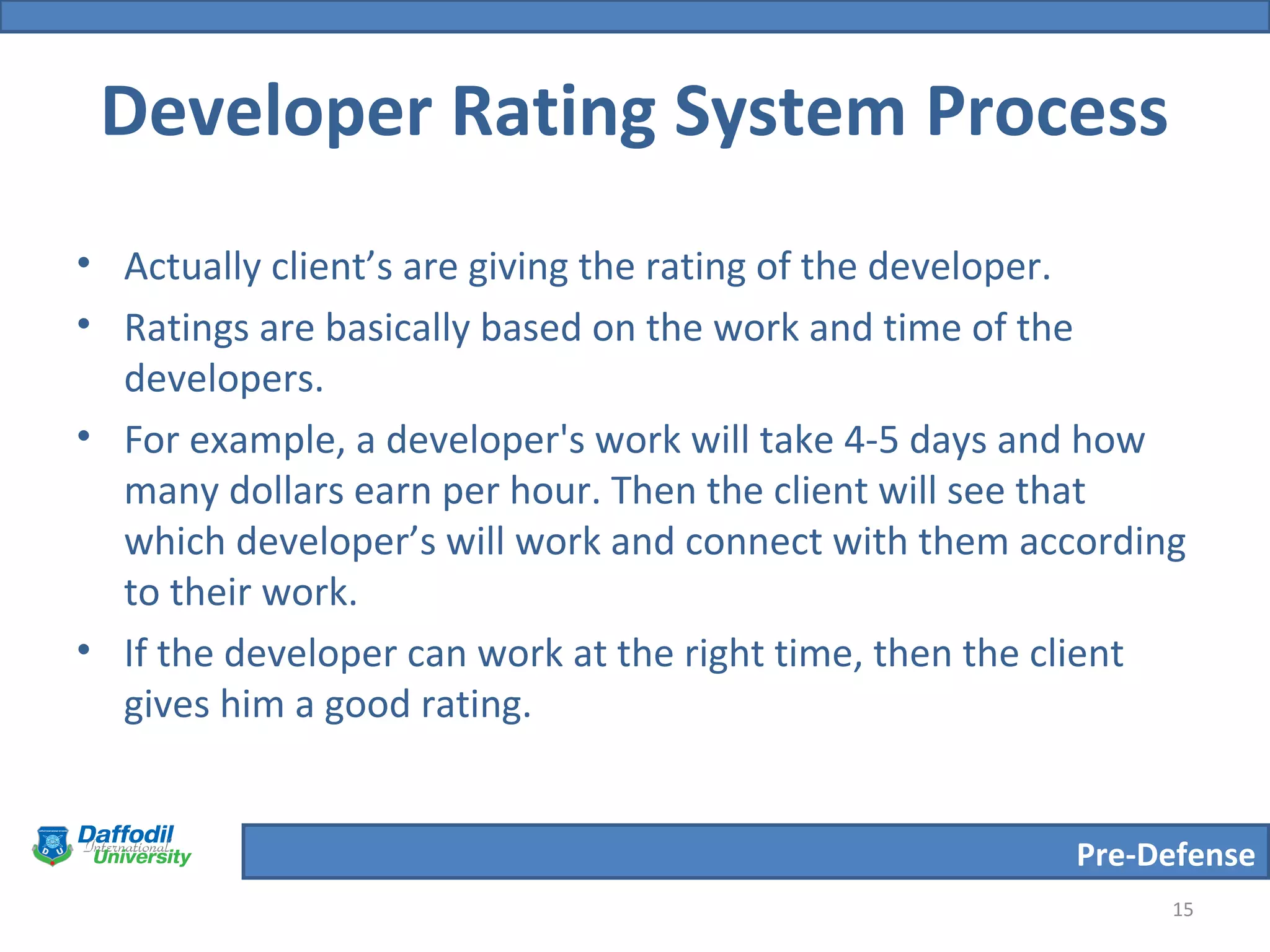 Diu developer-rating-system-pre-defence | PPT