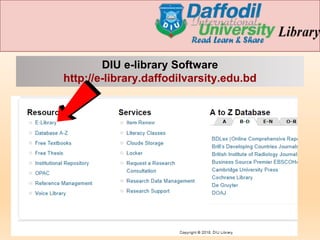 Diu Library Daffodil International University Permanent Campus Library Orientation ...