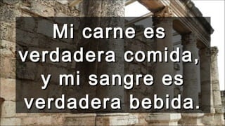 Mi carne esMi carne es
verdadera comida,verdadera comida,
y mi sangre esy mi sangre es
verdadera bebida.verdadera bebida.
 