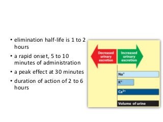 • elimination half-life is 1 to 2
hours
• a rapid onset, 5 to 10
minutes of administration
• a peak effect at 30 minutes
• duration of action of 2 to 6
hours
 