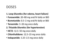 Mechanisms and Management of diuretics and loops | PPTX