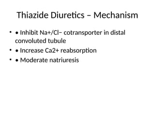 Diuretics mechanism of action, adverse effects and interactions | PPTX