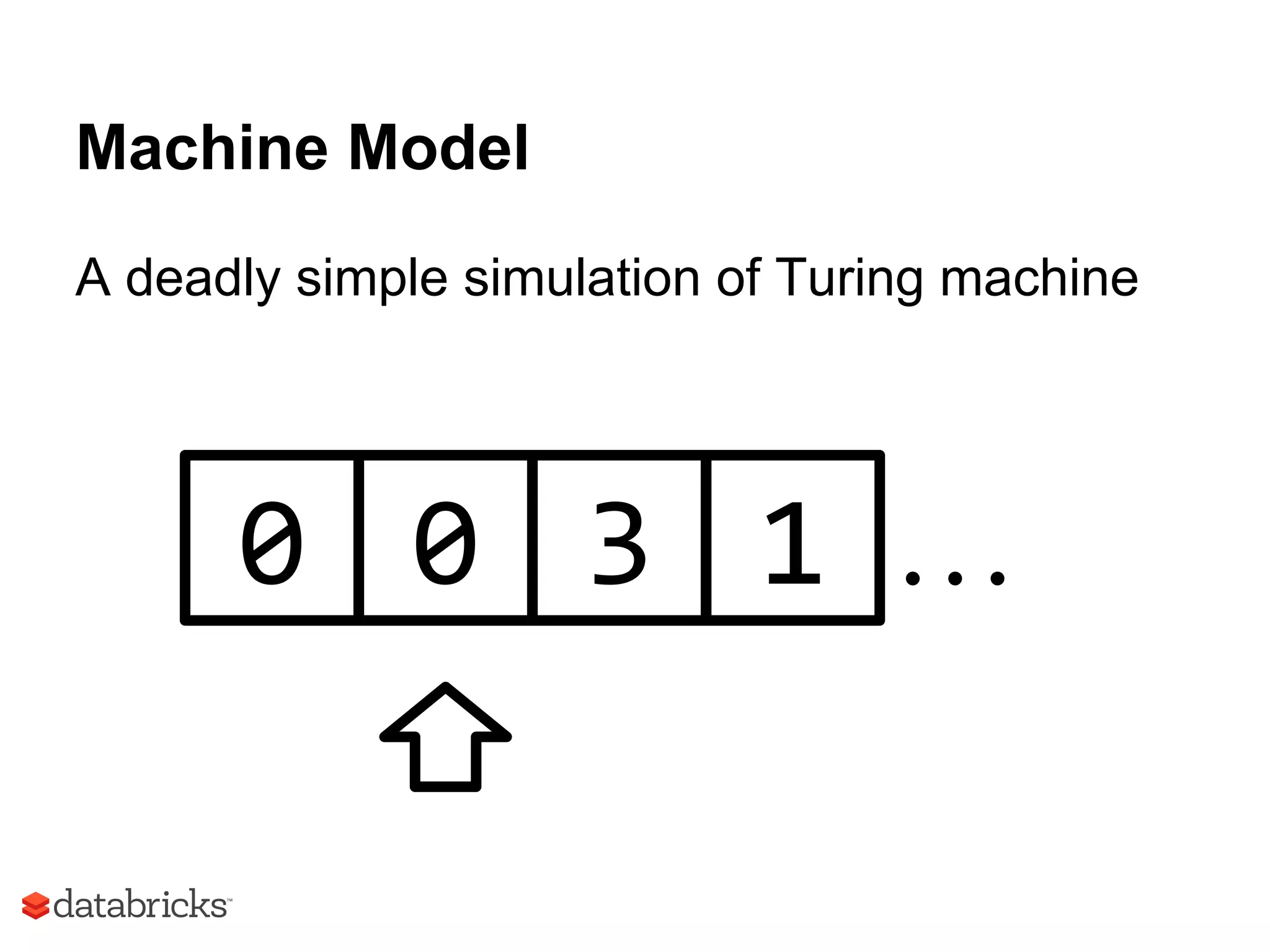 Machine Model
A deadly simple simulation of Turing machine
0 0 3 …1
 