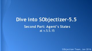 Dive into SObjectizer-5.5
SObjectizer Team, Jan 2016
Second Part: Agent’s States
at v.5.5.15
 