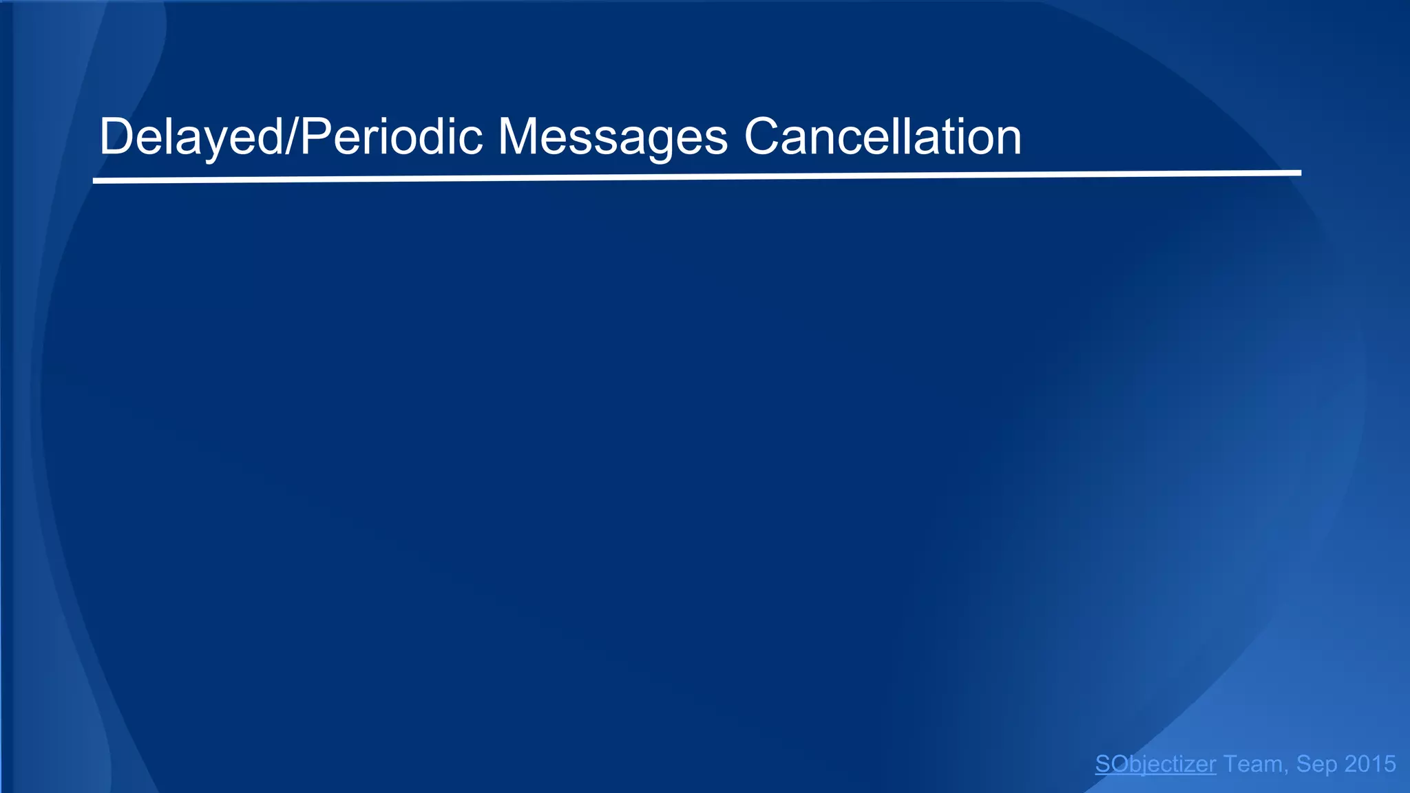 Delayed/Periodic Messages Cancellation
SObjectizer Team, Jan 2016
 