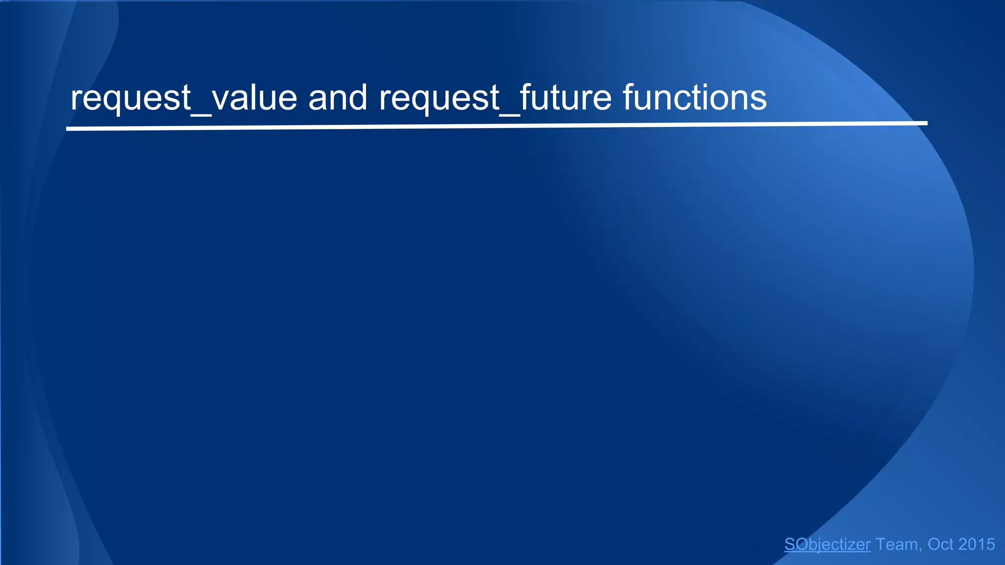 request_value and request_future functions
SObjectizer Team, Jan 2016
 