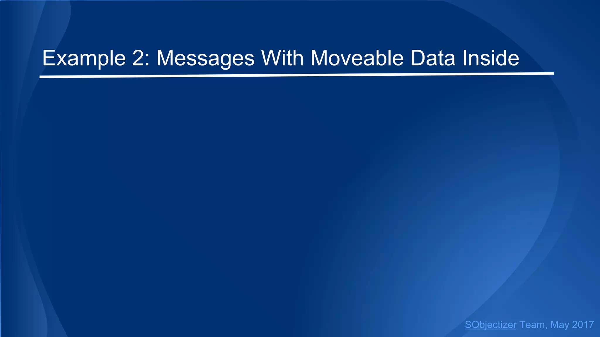 Example 2: Messages With Moveable Data Inside
SObjectizer Team, May 2017
 