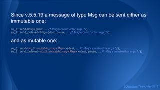Since v.5.5.19 a message of type Msg can be sent either as
immutable one:
so_5::send<Msg>(dest, ... /* Msg's constructor args */);
so_5::send_delayed<Msg>(dest, pause, ... /* Msg's constructor args */);
and as mutable one:
so_5::send<so_5::mutable_msg<Msg>>(dest, ... /* Msg's constructor args */);
so_5::send_delayed<so_5::mutable_msg<Msg>>(dest, pause, ... /* Msg's constructor args */);
SObjectizer Team, May 2017
 