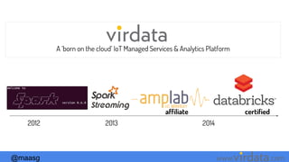 @maasg www. .com
A ‘born on the cloud’ IoT Managed Services & Analytics Platform
2012 2013 2014
affiliate certified
 
