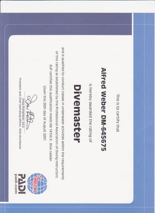 Divemaster Certificate