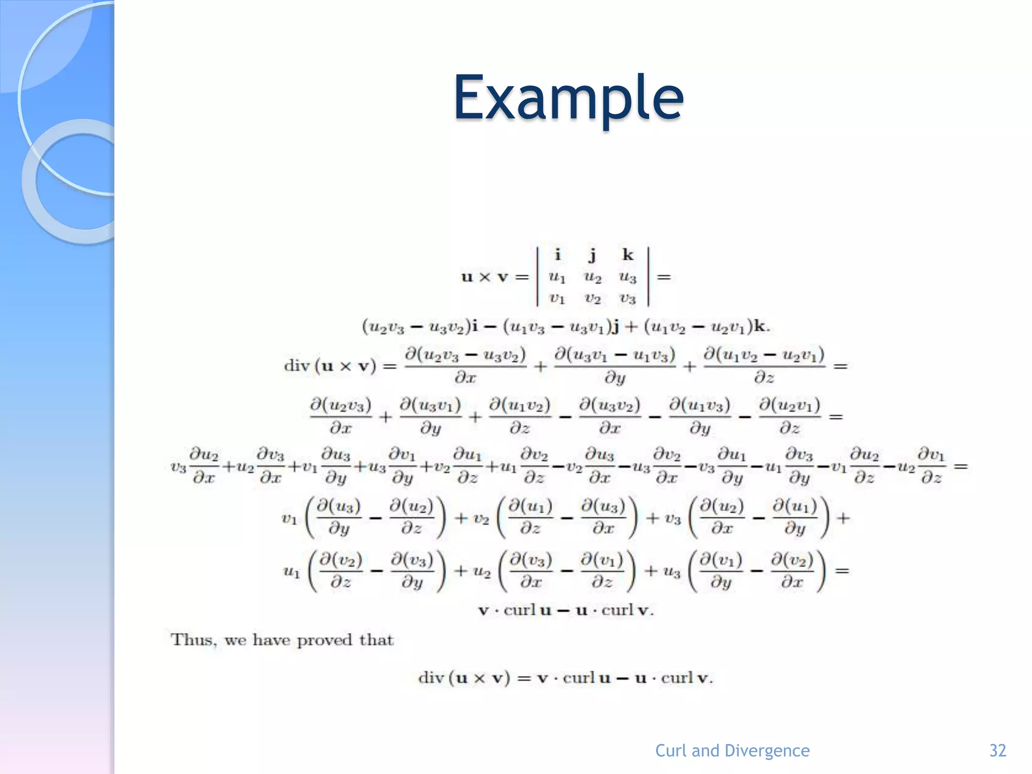 Example
Curl and Divergence 32
 