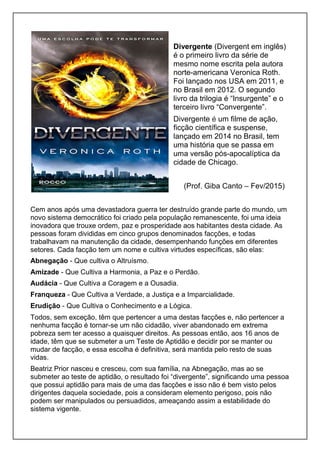 Divergente (filme e livro) | PDF