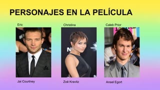 PERSONAJES EN LA PELÍCULA
Eric
Jai Courtney
Christina
Zoë Kravitz
Caleb Prior
Ansel Egort
 