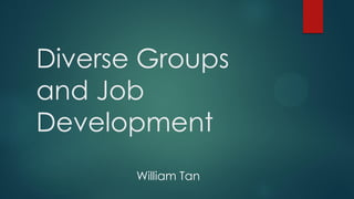 Diverse Groups
and Job
Development
William Tan

 
